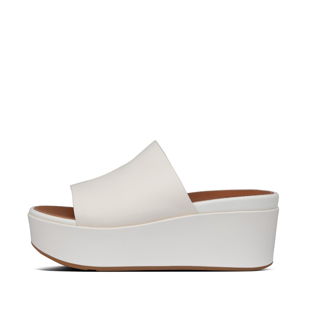 Fitflop Womens Wedge White - Eloise Leather Slides - PK7561298